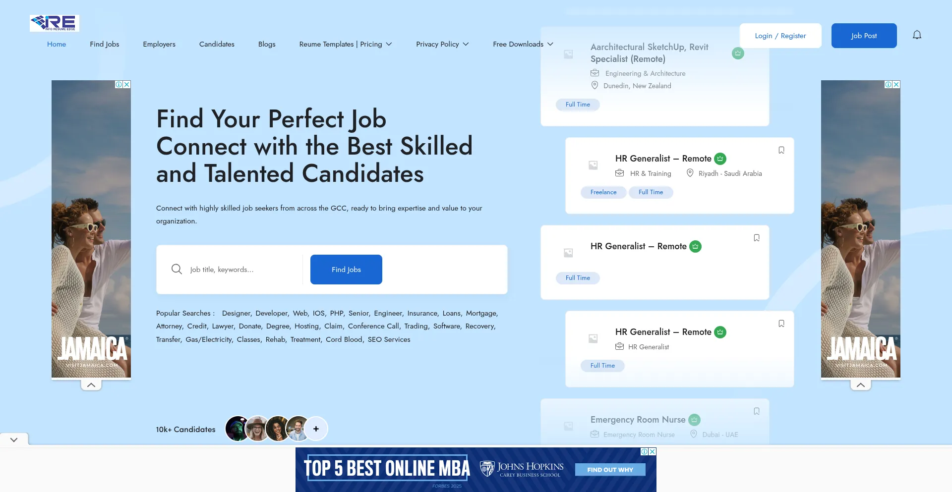 Website screenshot of Inforesumeedge.com