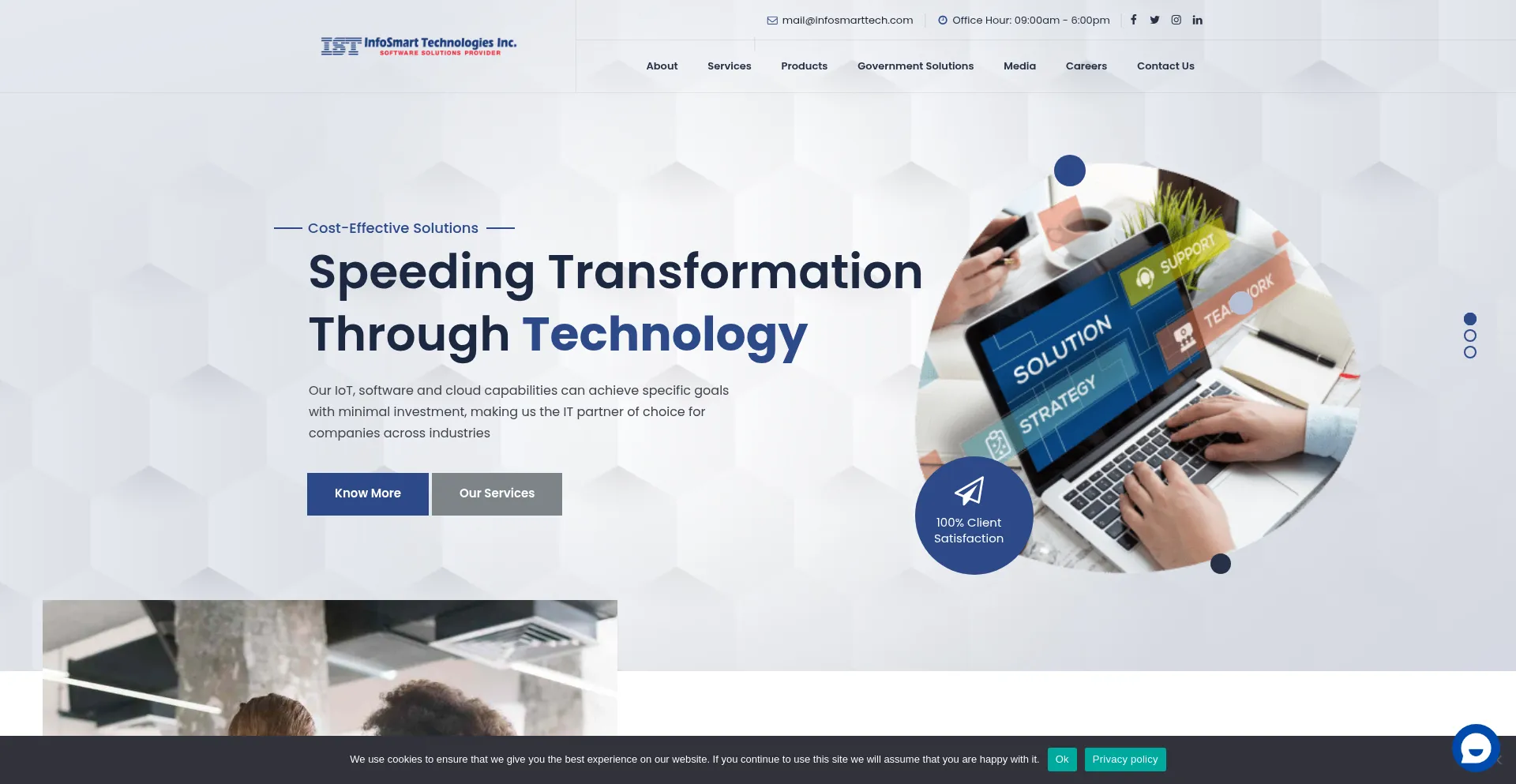 Website screenshot of Infosmarttech.com