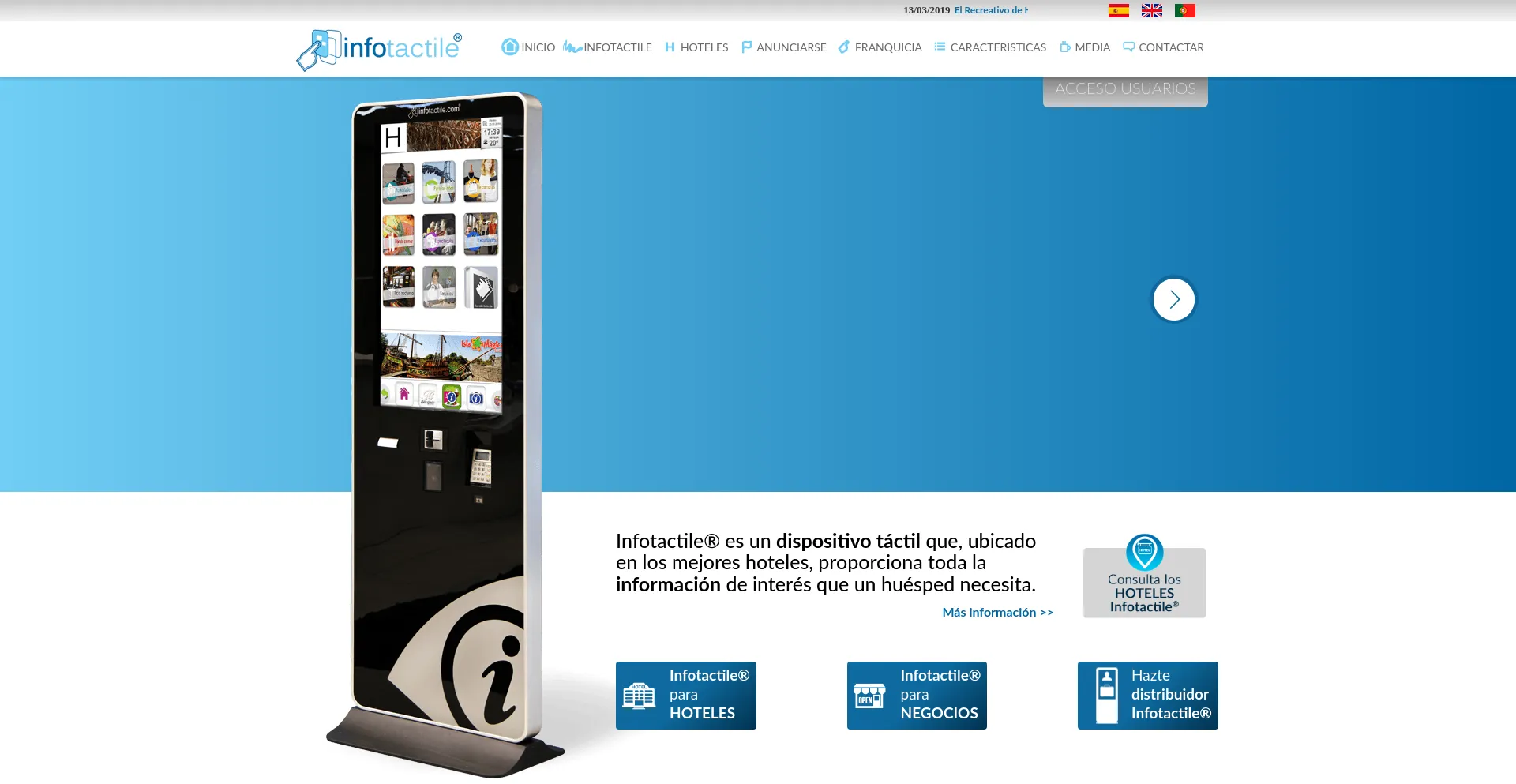 Website screenshot of Infotactile.com