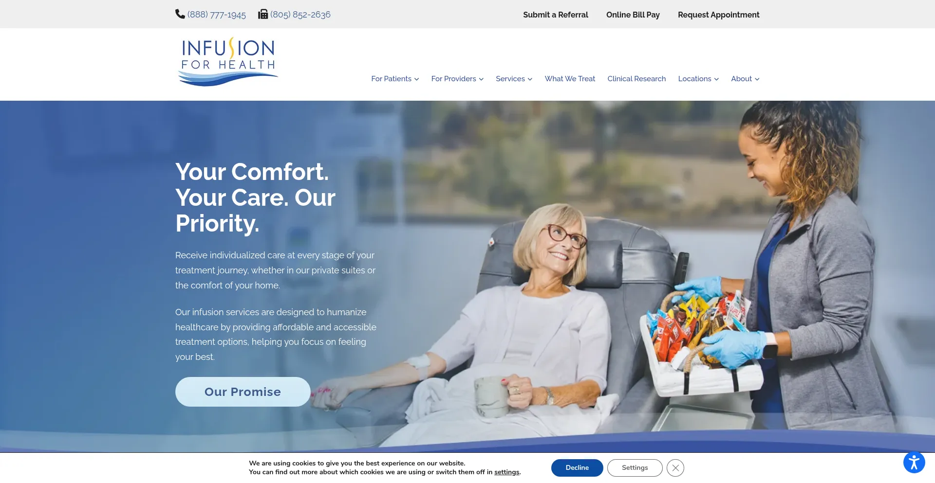 Website screenshot of Infusionforhealth.com