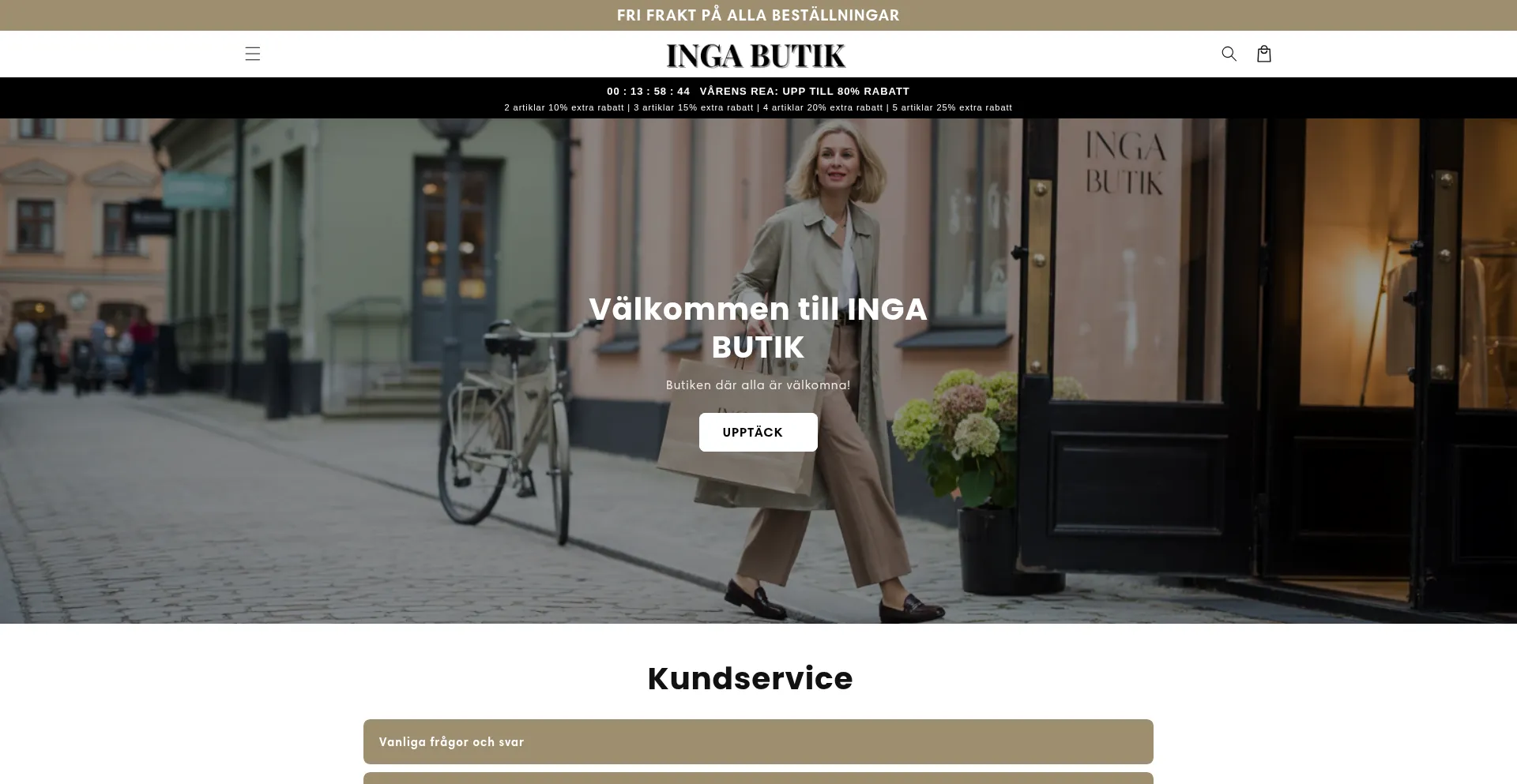 Website screenshot of Inga-butik.com