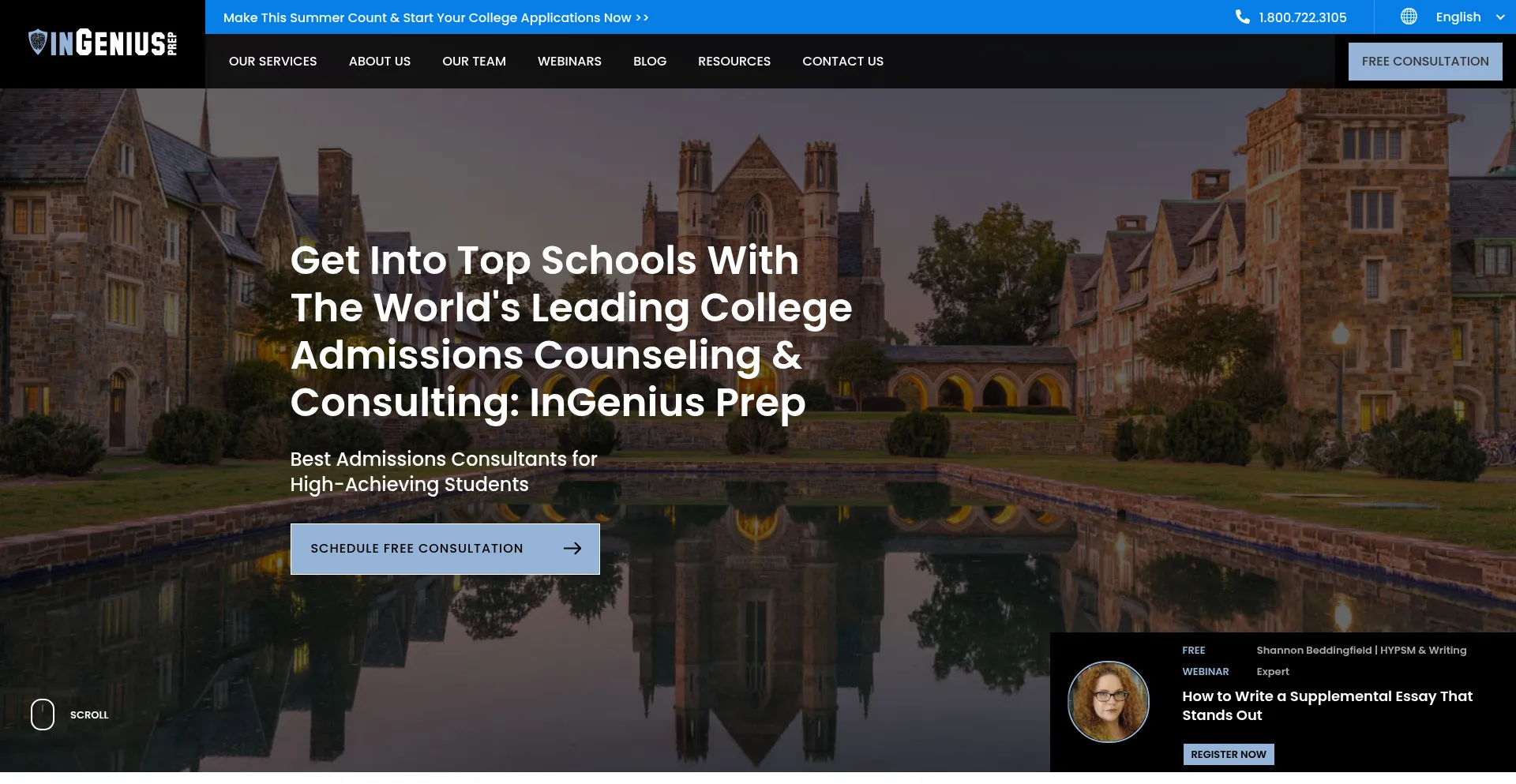 Website screenshot of Ingeniusprep.com
