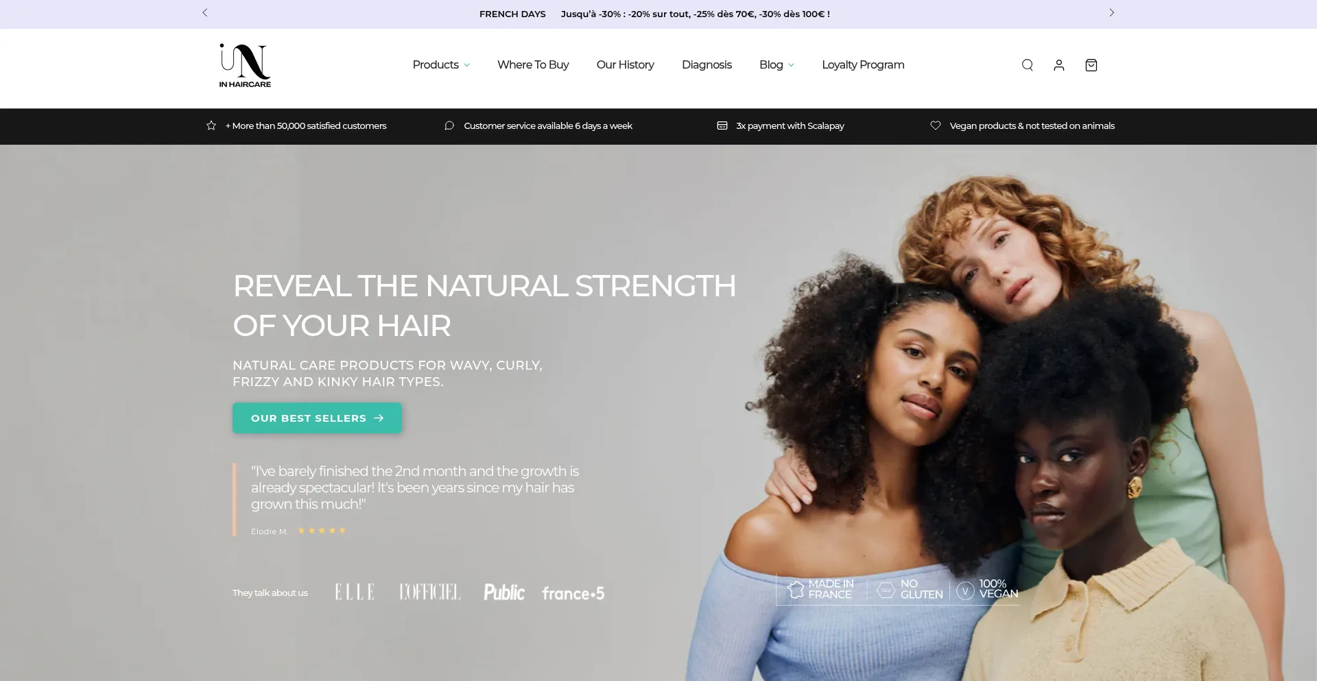 Inhaircare.co Screenshot