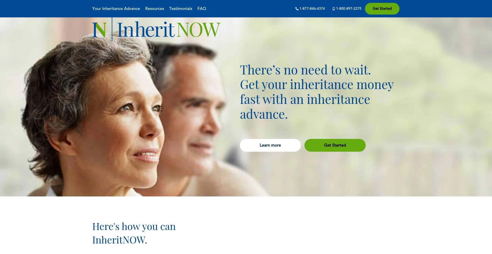 Website screenshot of Inheritnow.com