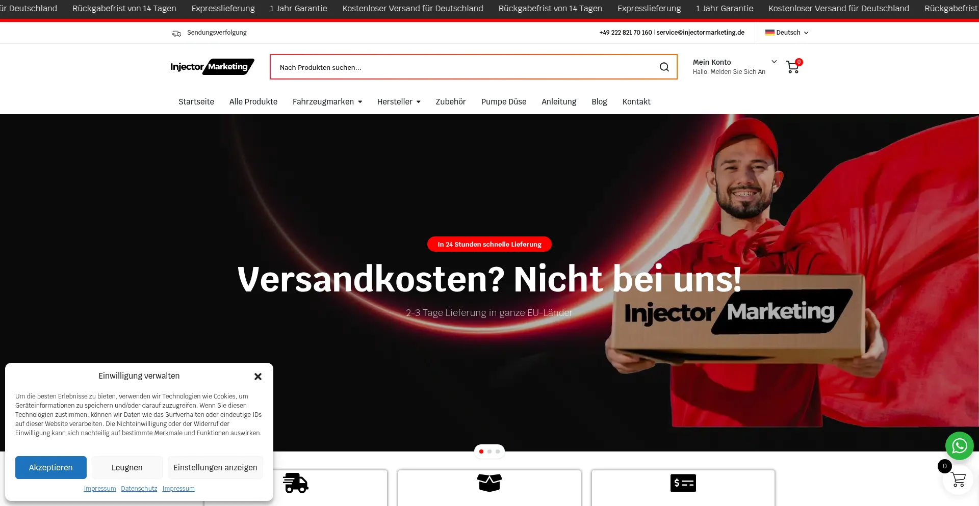 Website screenshot of Injectormarketing.de