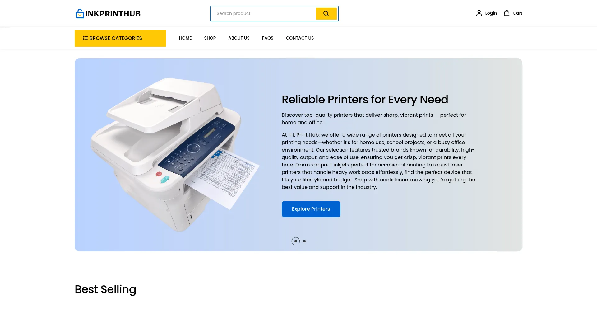 Website screenshot of Inkprinthub.com