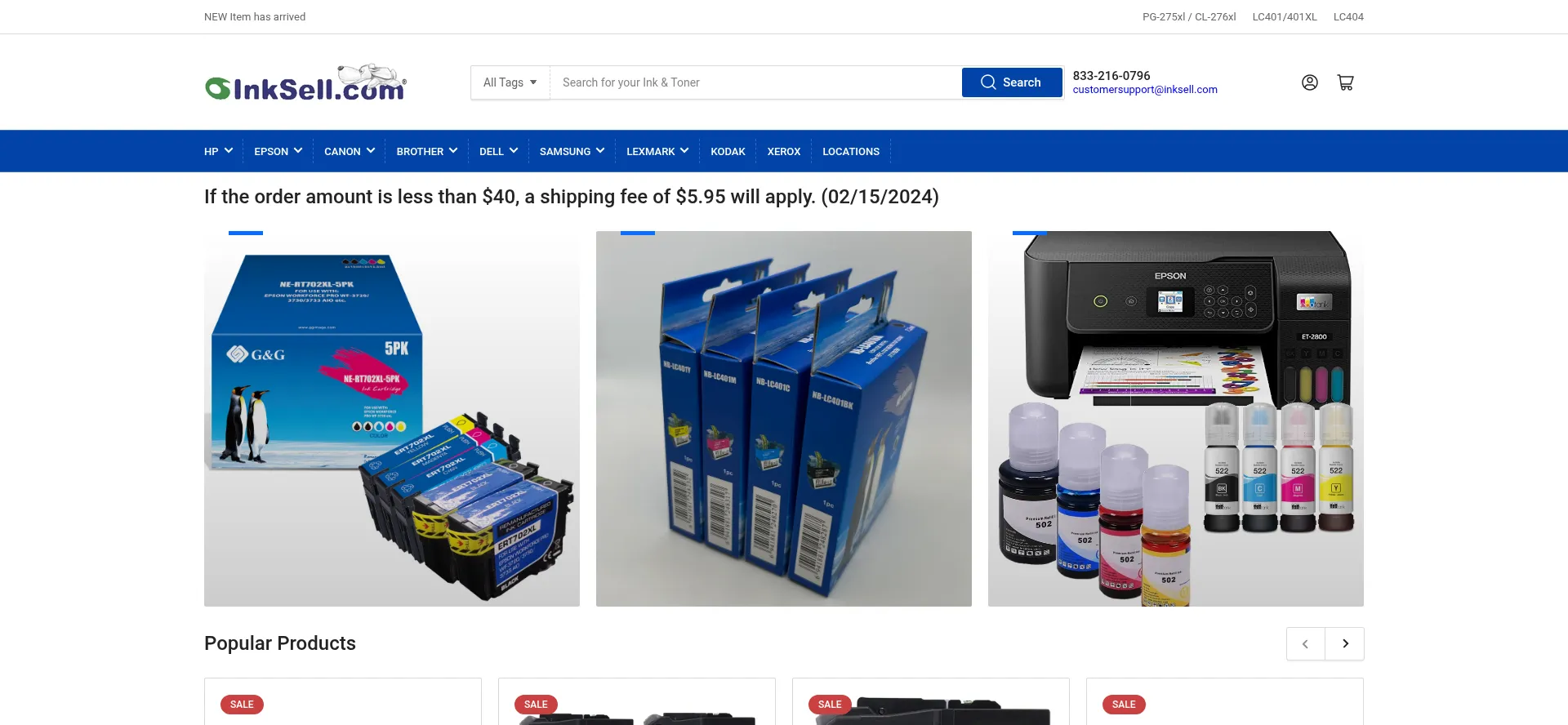 Website screenshot of Inksell.com