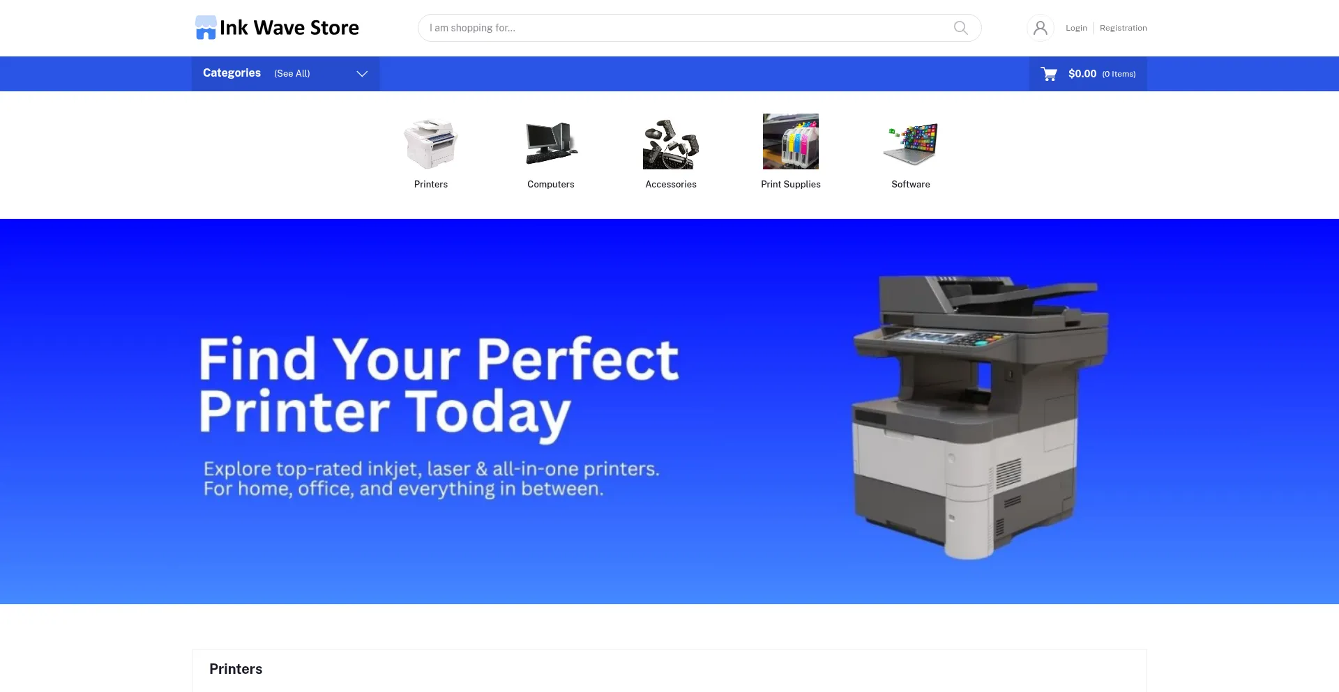 Website screenshot of Inkwavestore.com