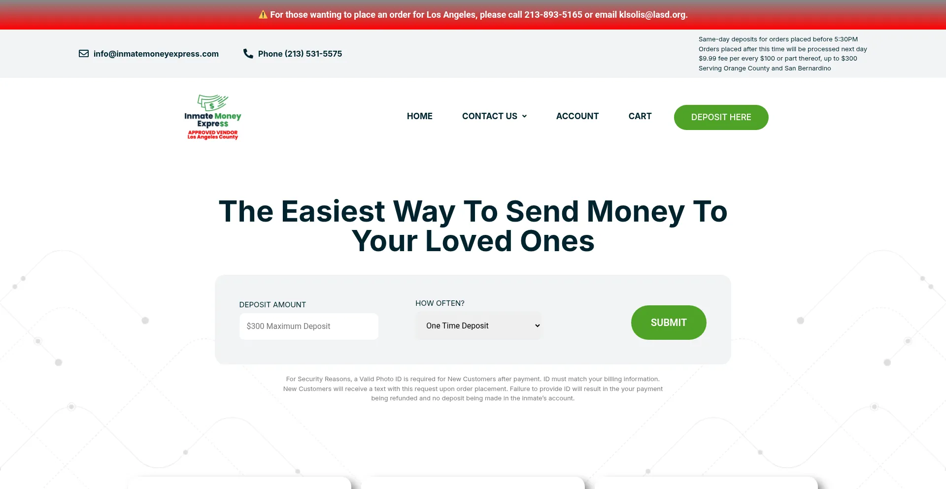 Inmatemoneyexpress.com Screenshot