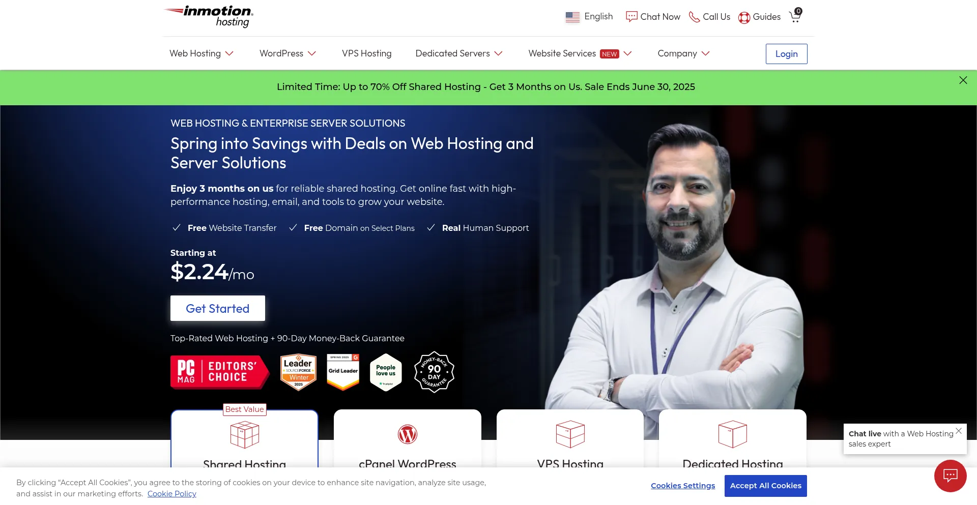 Website screenshot of Inmotionhosting.com