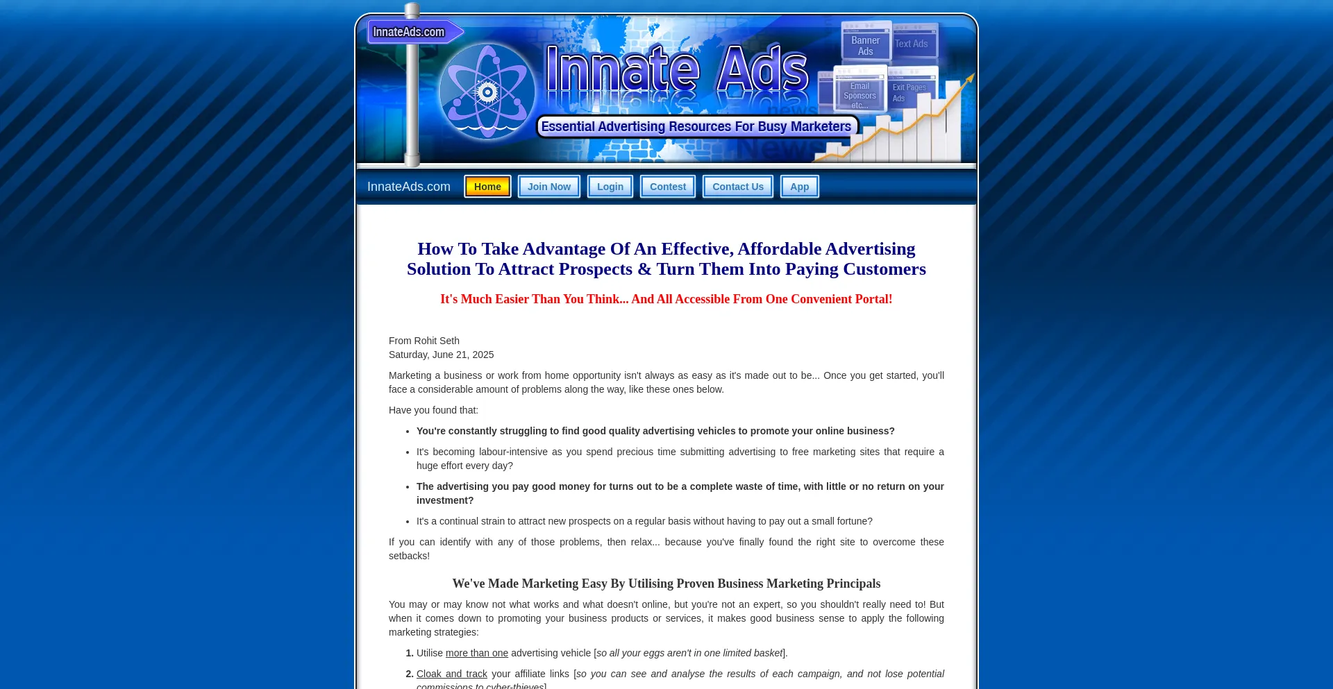 Website screenshot of Innateads.com