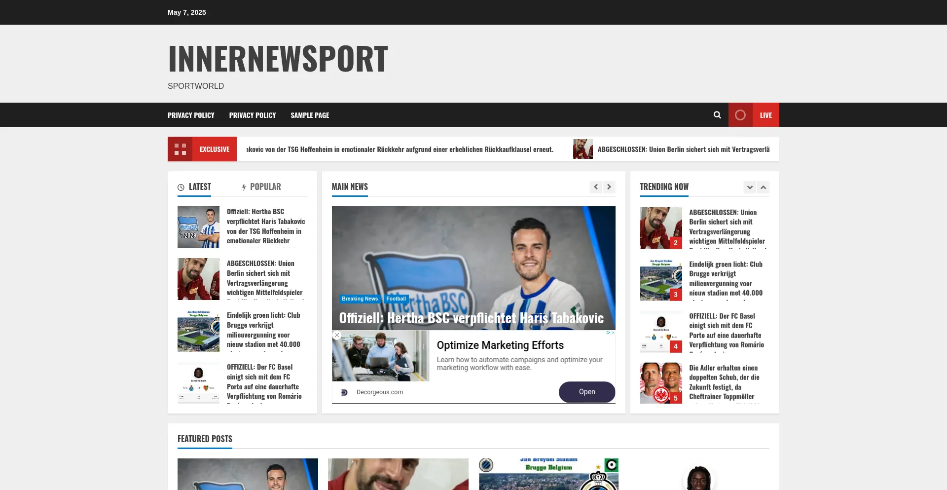 Website screenshot of Innernewsport.co.uk