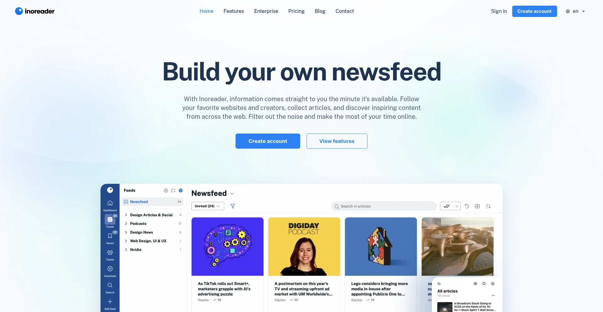 Website screenshot of Innoreader.com