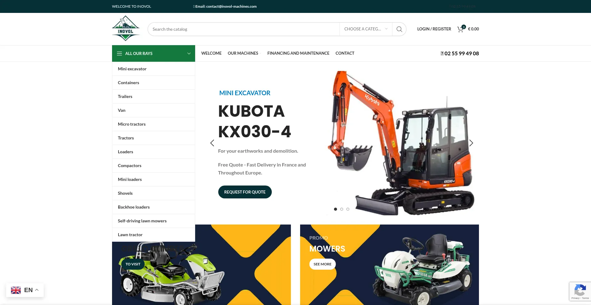 Website screenshot of Inovol-machines.com