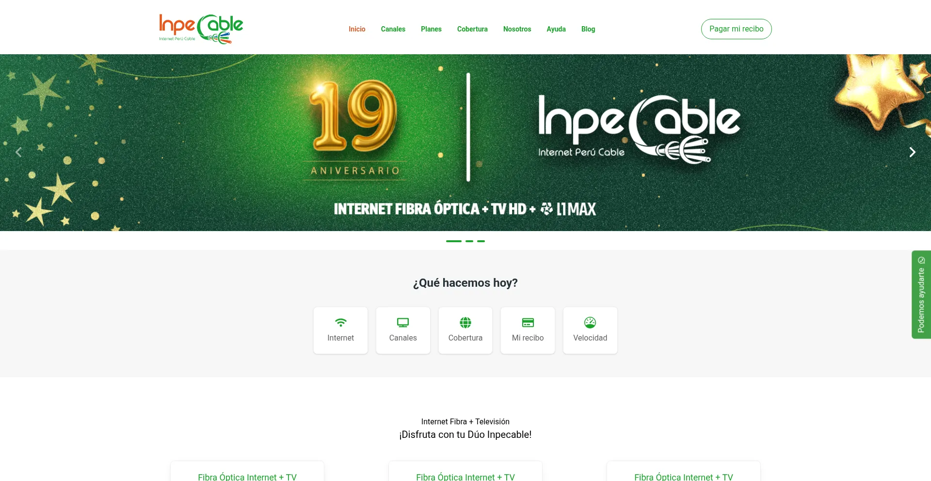 Website screenshot of Inpecable.com