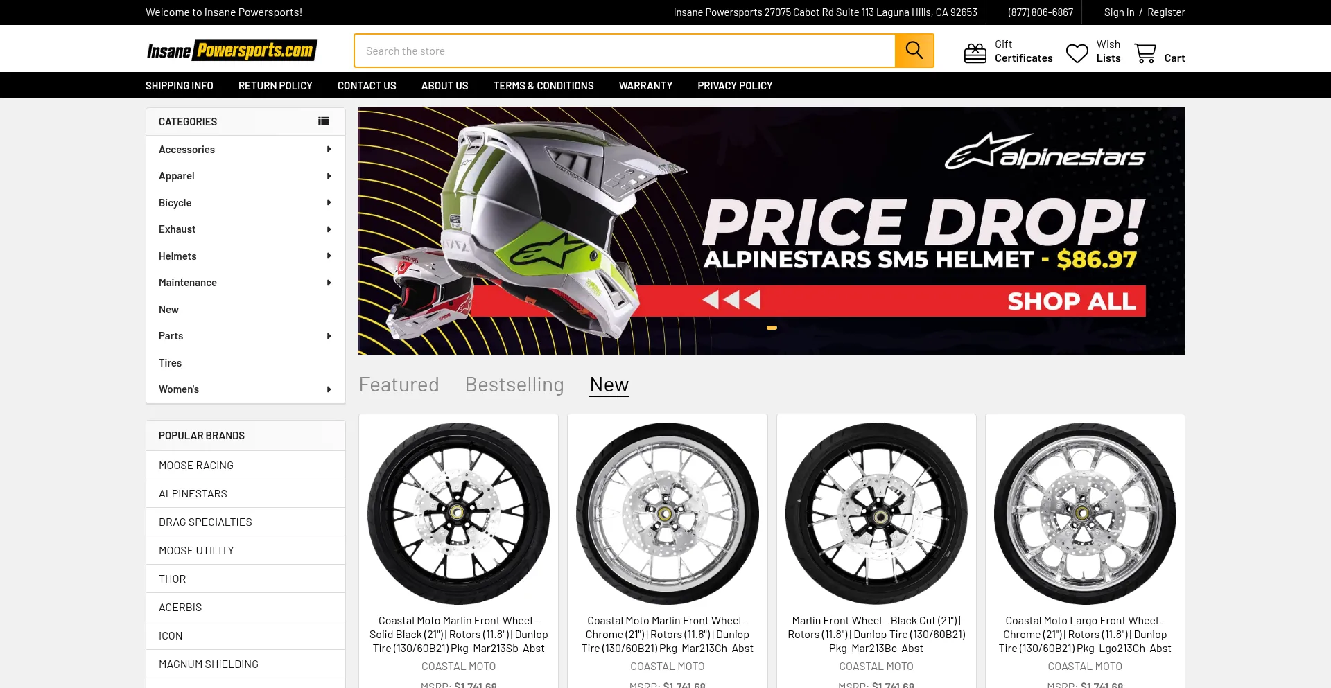 Website screenshot of Insanepowersports.com