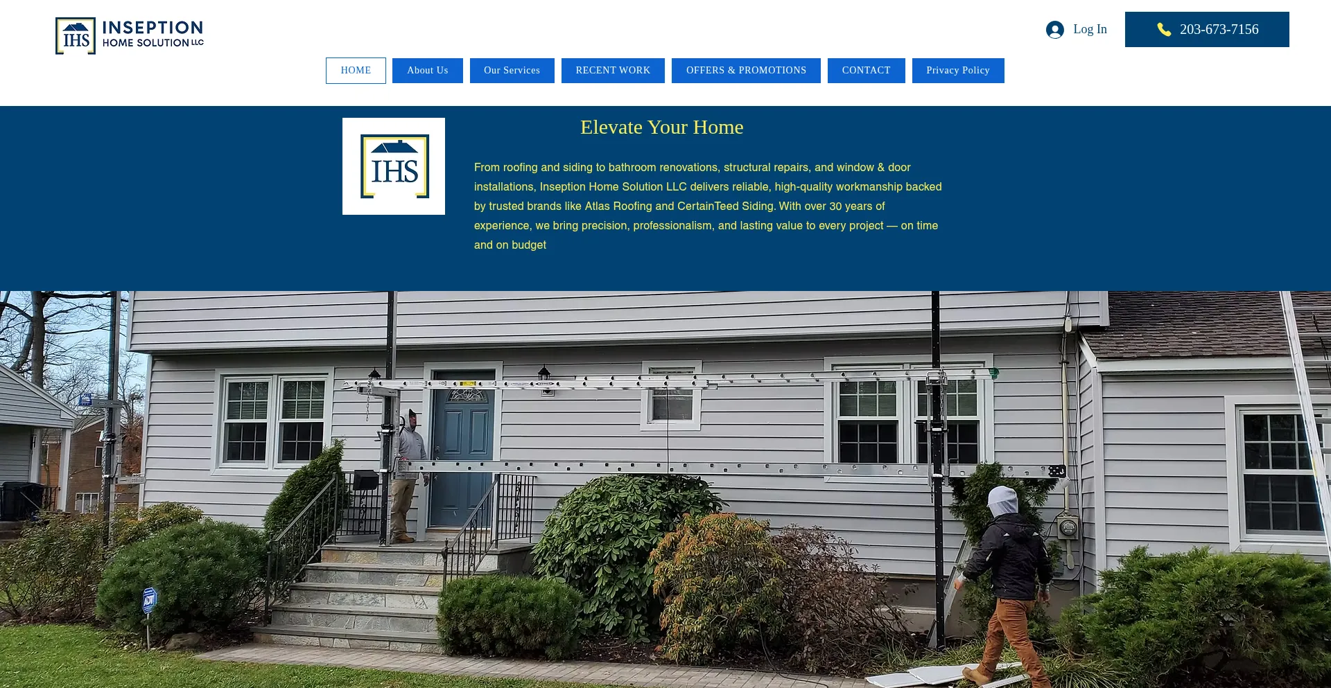 Website screenshot of Inseptionhomesolutions.com