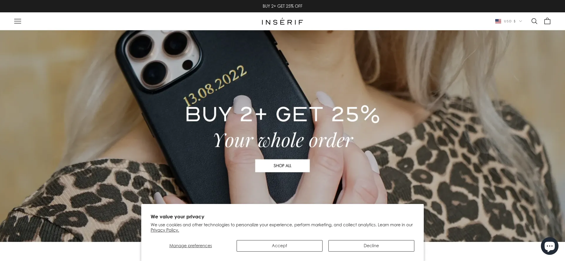 Website screenshot of Inserif.com