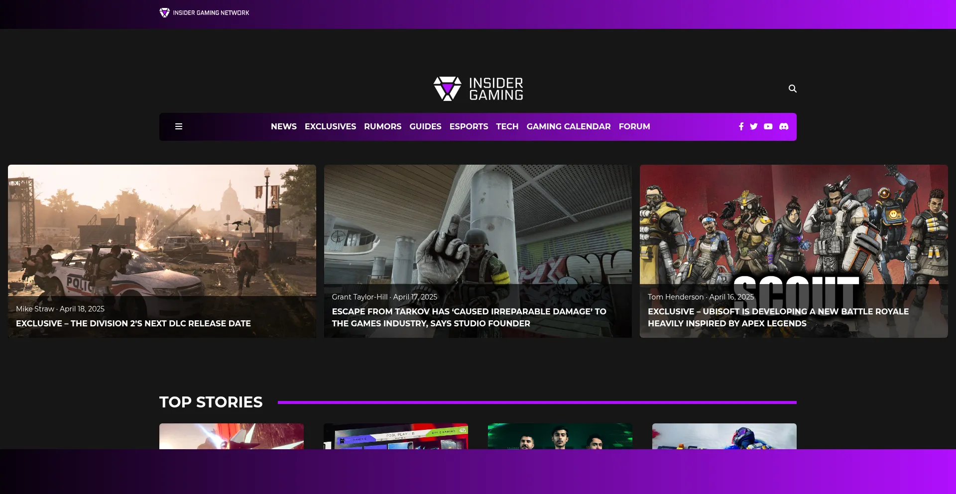 Website screenshot of Insider-gaming.com