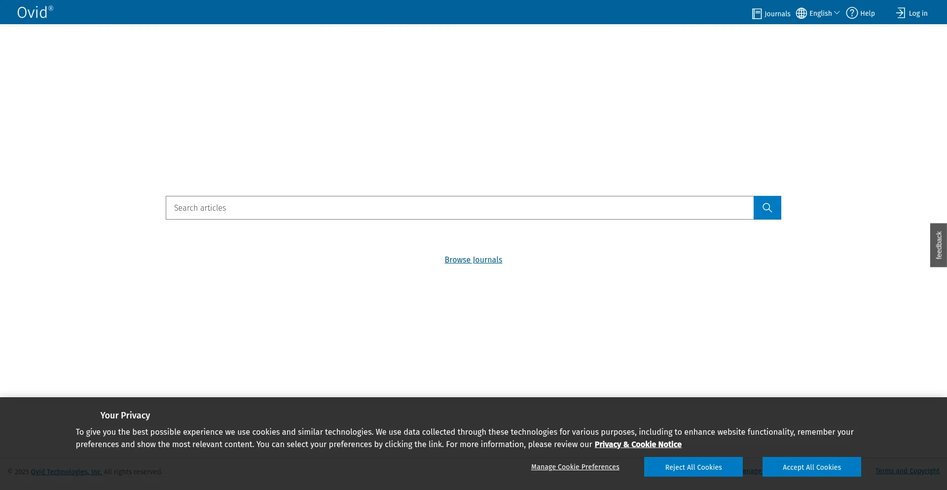 Website screenshot of Insights.ovid.com