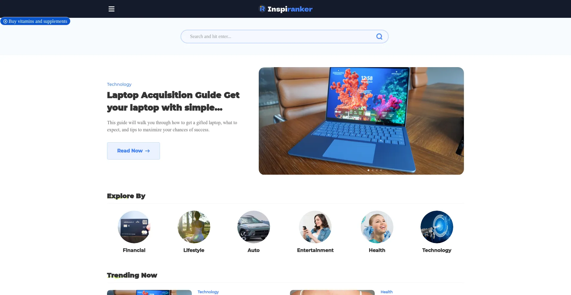 Website screenshot of Inspiranker.com