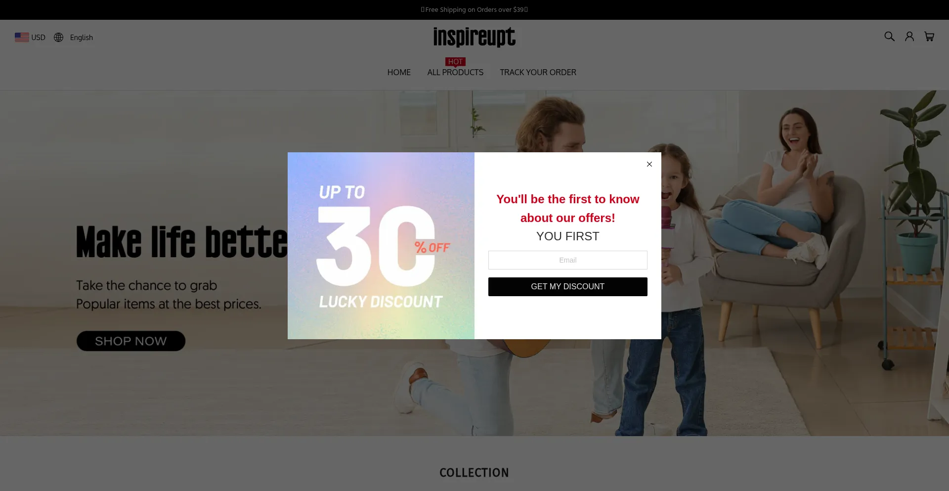 Website screenshot of Inspireupt.com