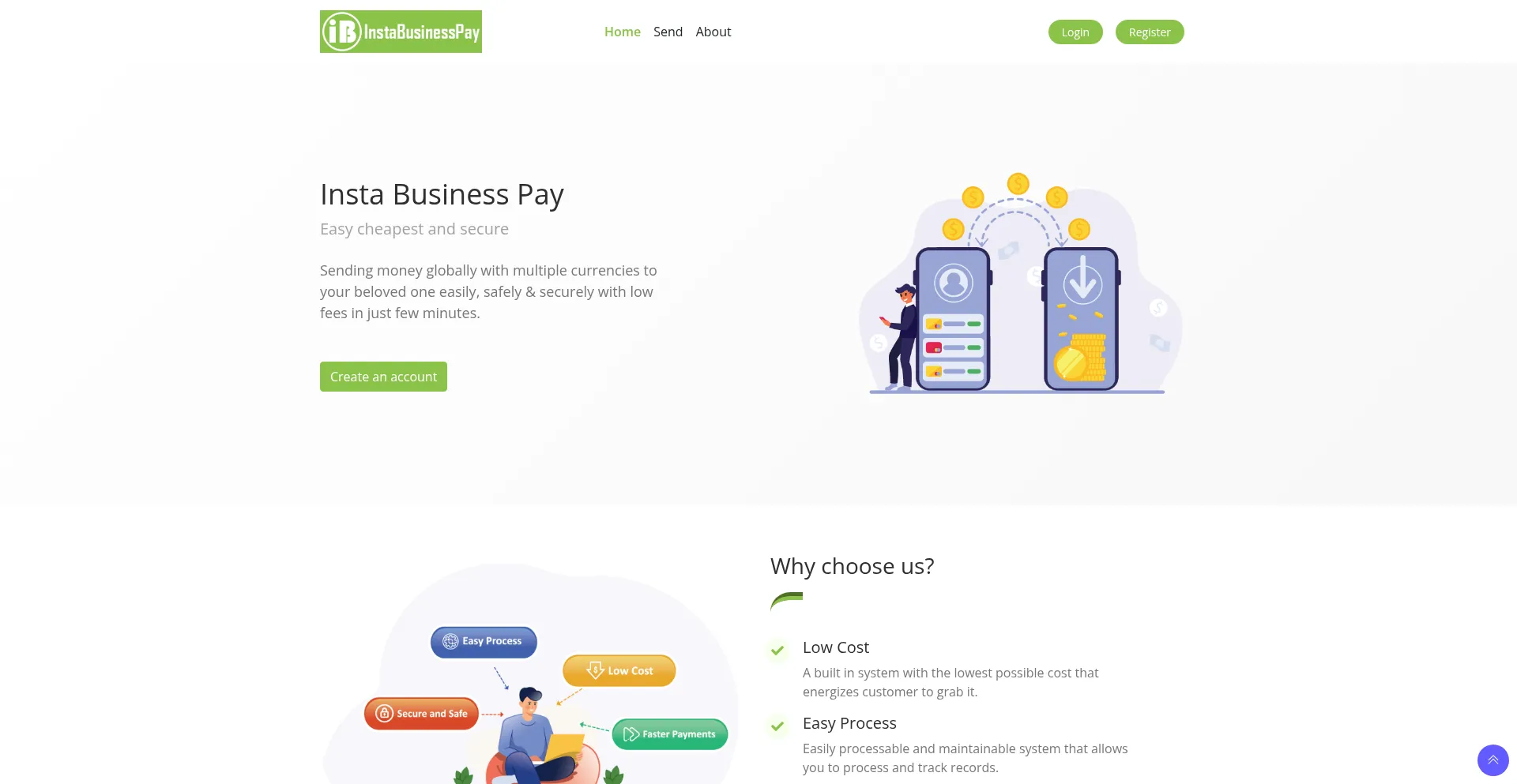 Website screenshot of Instabusinesspay.com