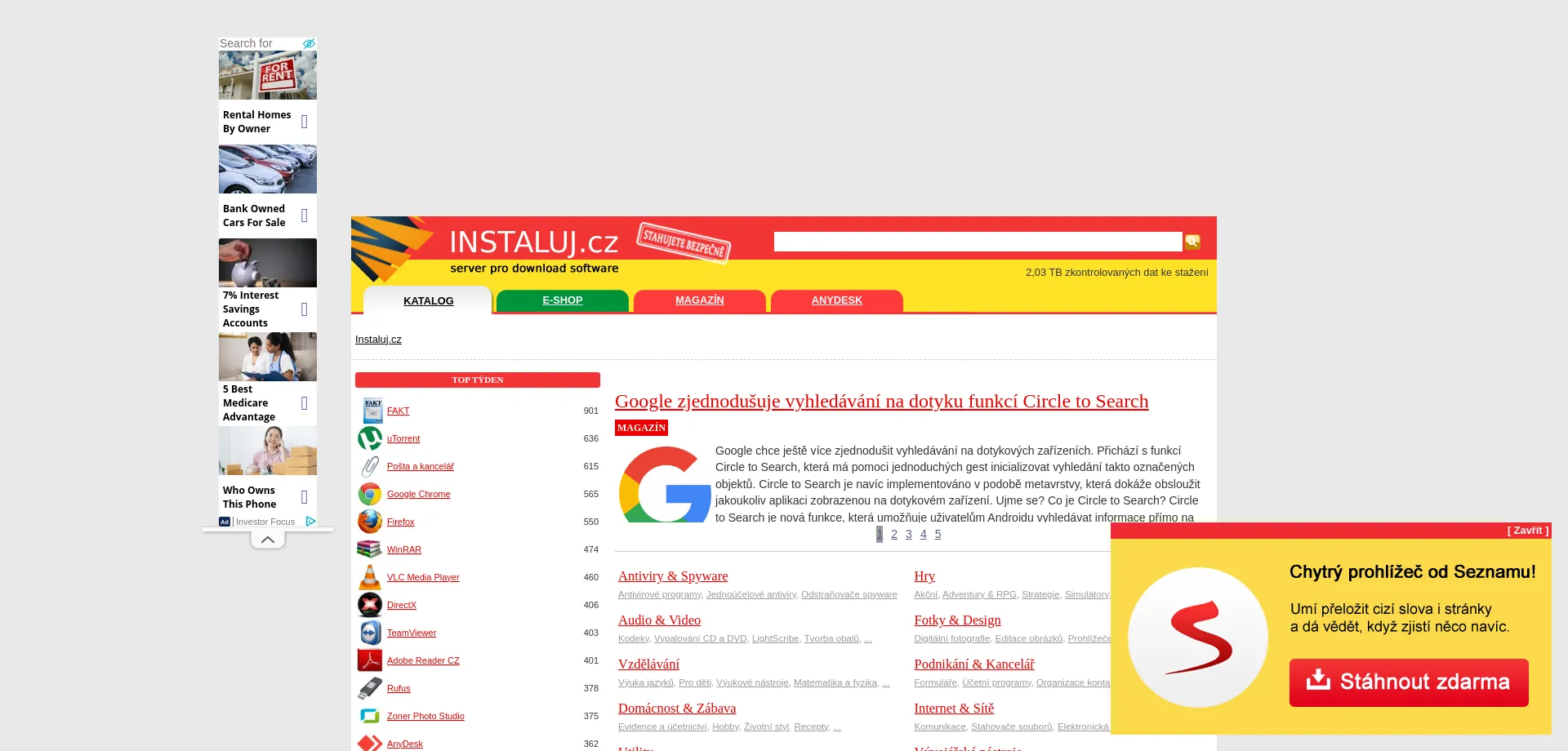 Website screenshot of Instaluj.cz