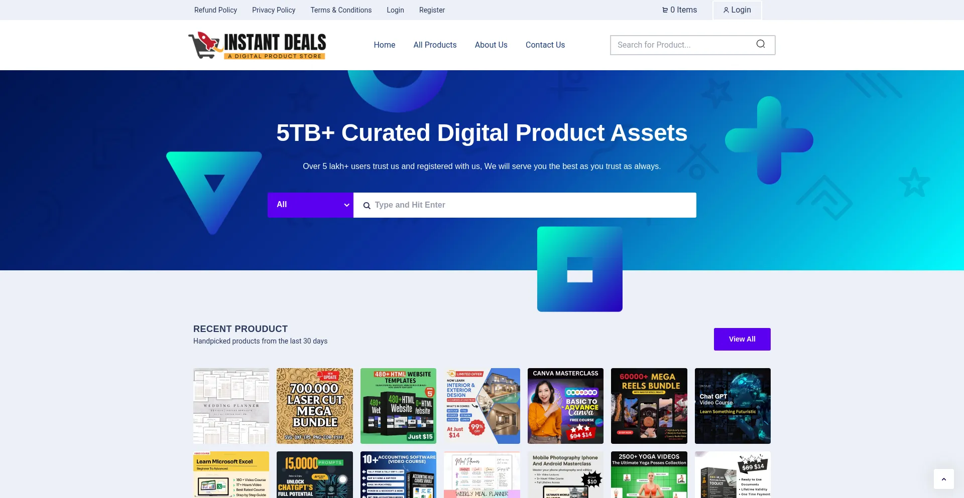 Website screenshot of Instantdeals.net
