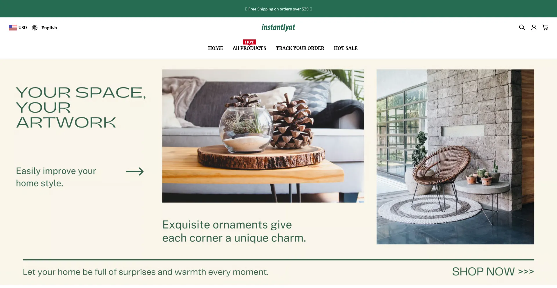 Website screenshot of Instantlyat.com
