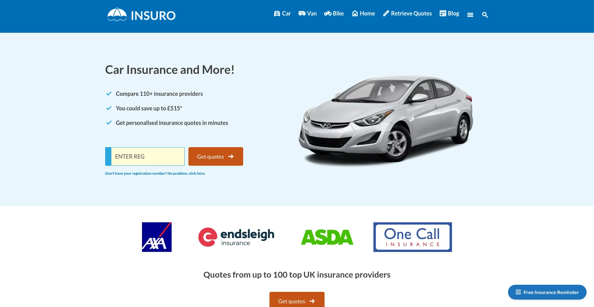Website screenshot of Insuro.co.uk