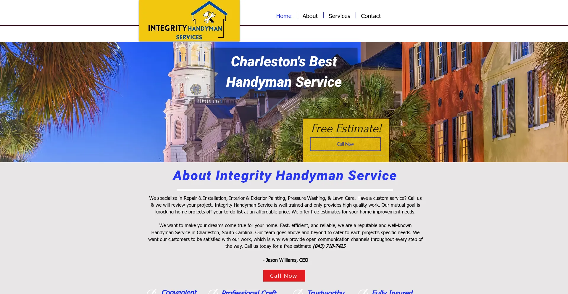 Website screenshot of Integrityhandymansc.com