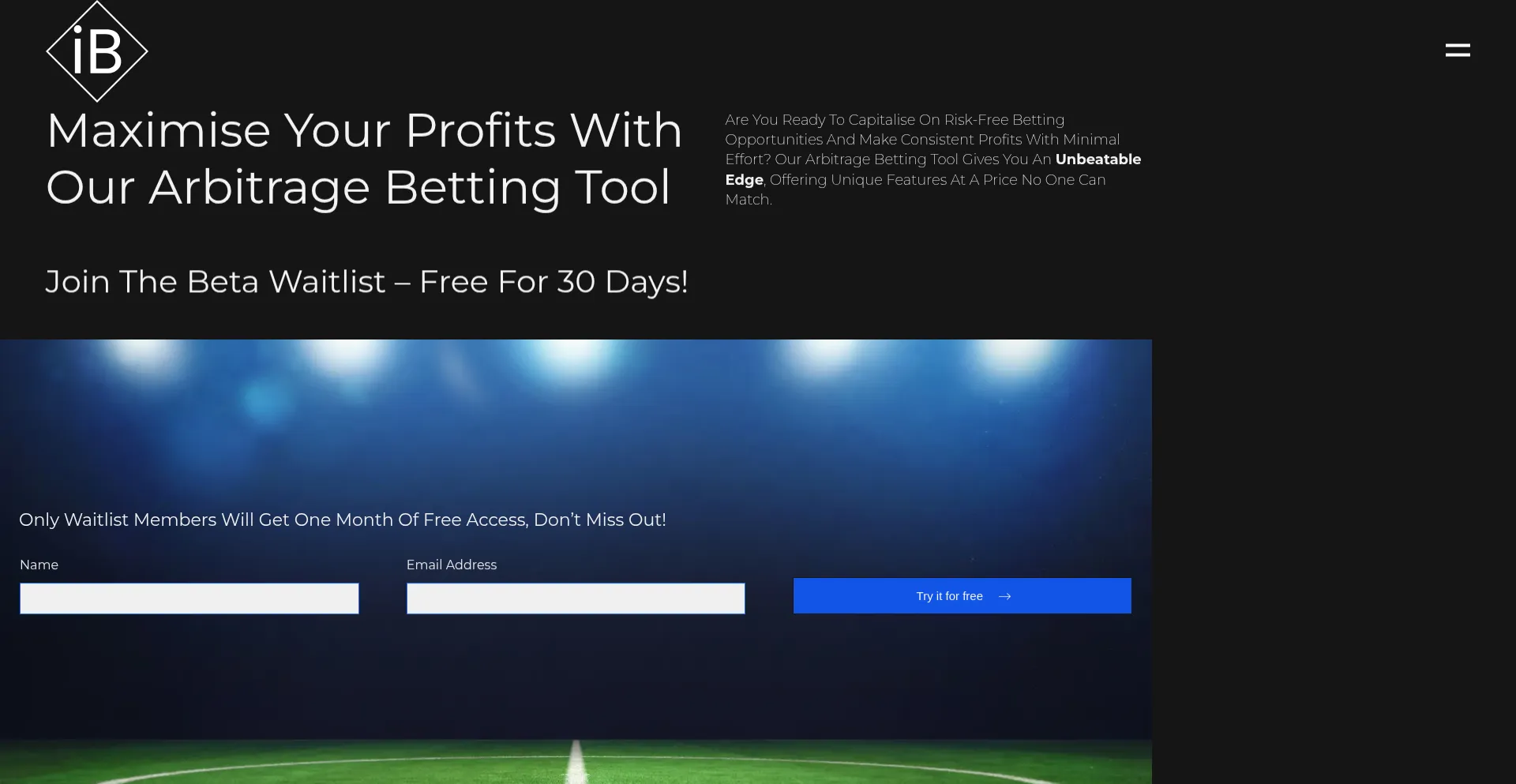 Website screenshot of Intelbet.io