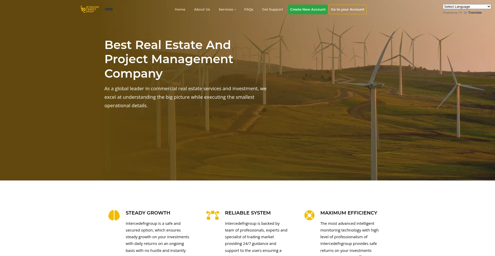 Website screenshot of Intercedefngroup.com
