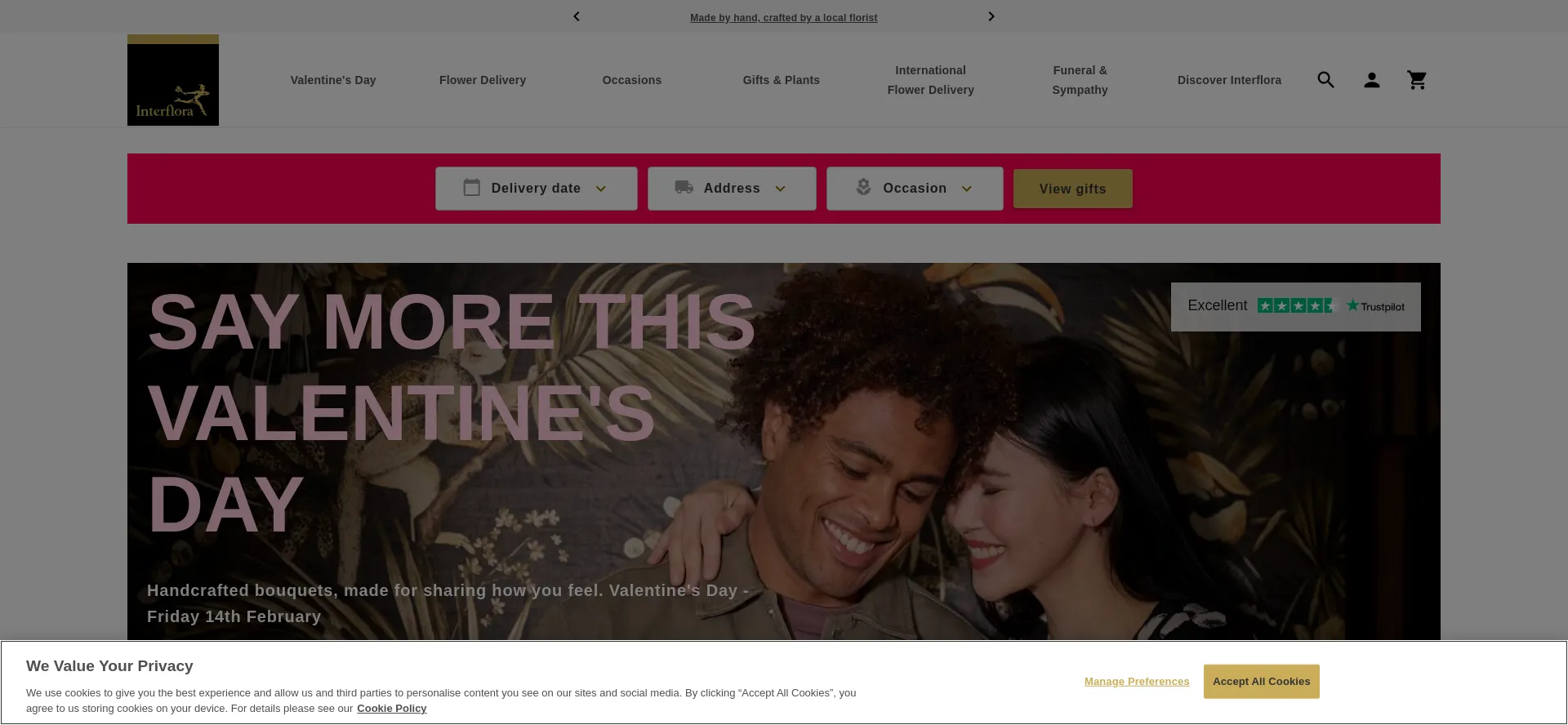 Website screenshot of Interflora.co.uk
