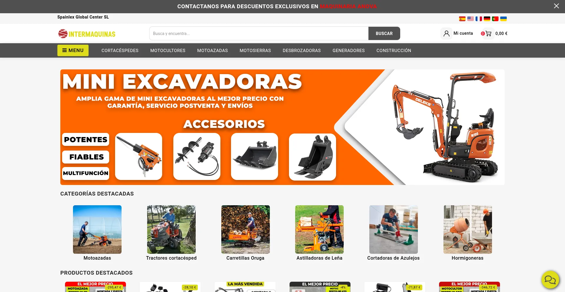 Website screenshot of Intermaquinas.es