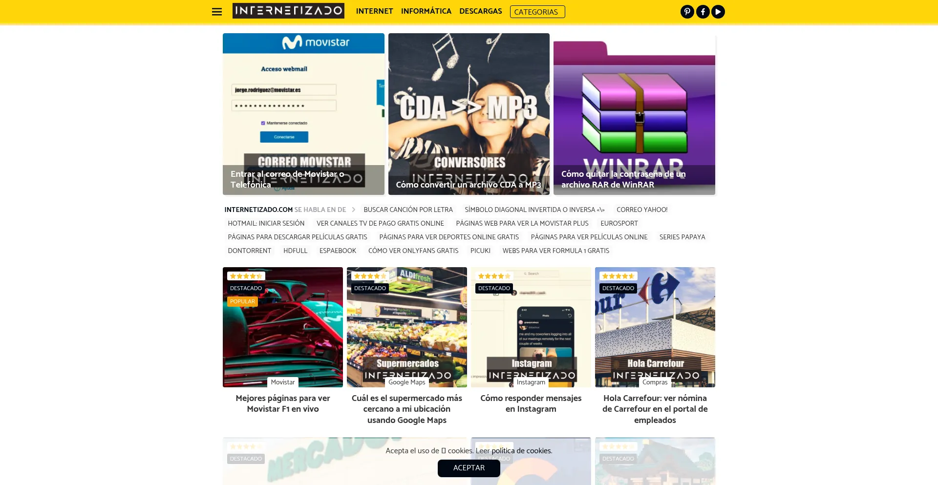 Website screenshot of Internetizado.com