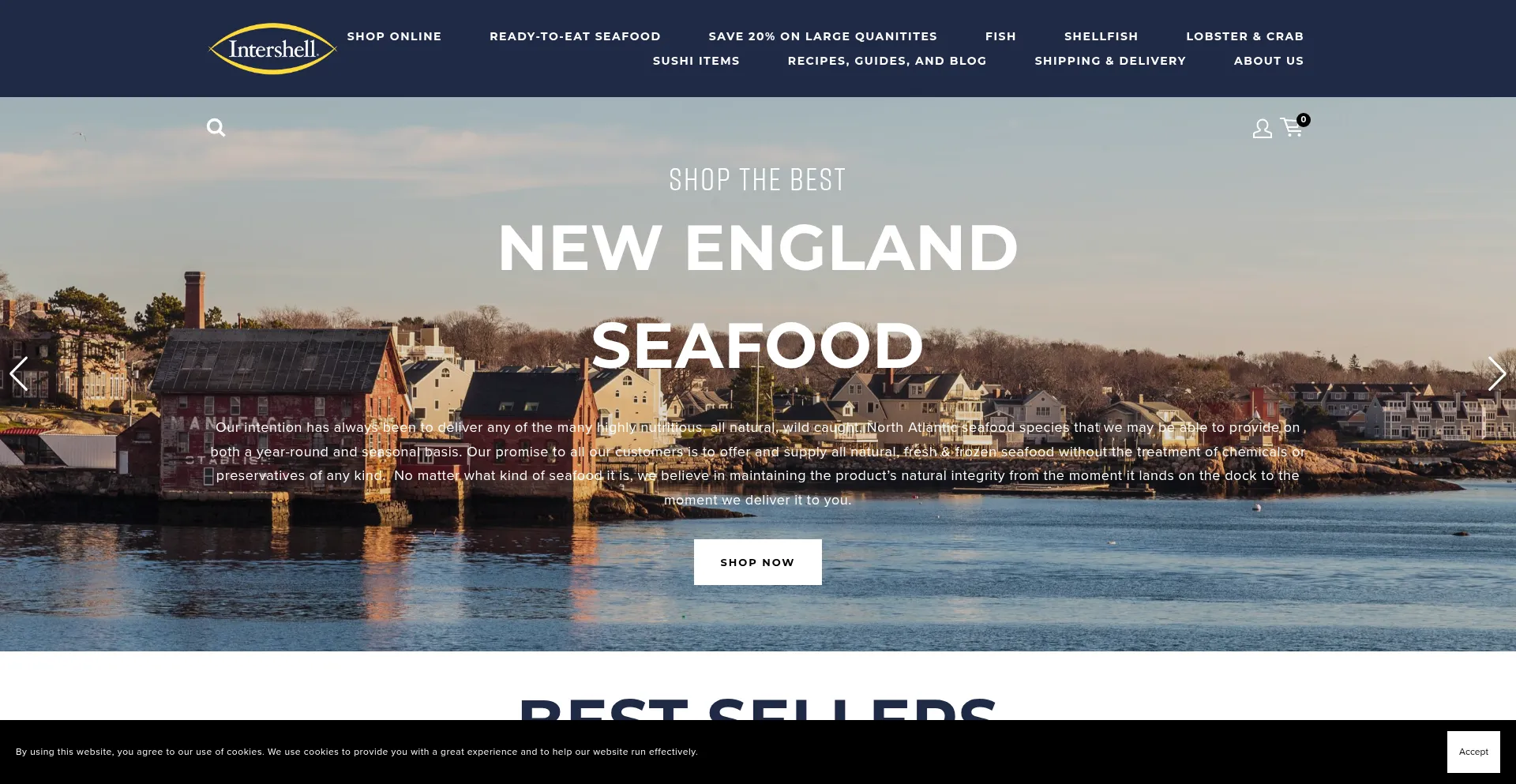 Website screenshot of Intershellseafood.com
