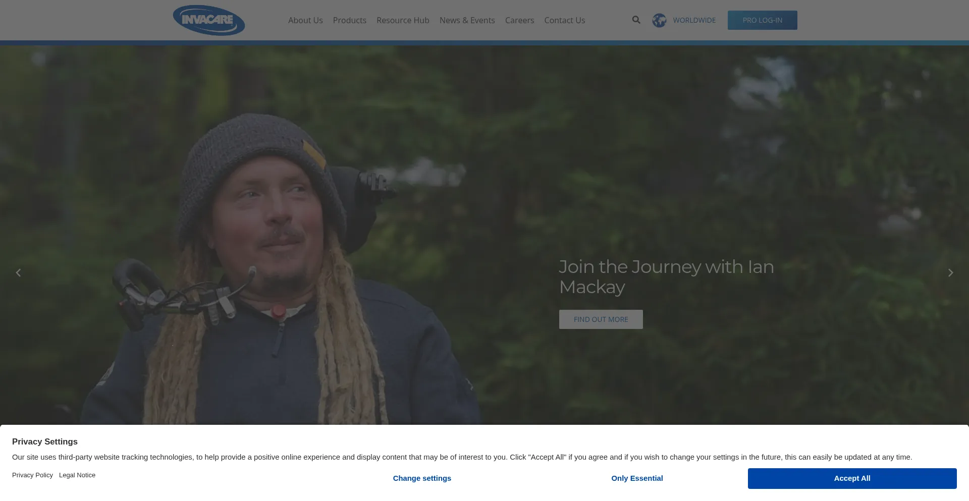Website screenshot of Invacareamerica.com