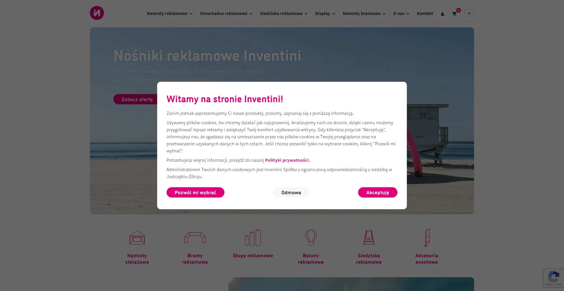 Website screenshot of Inventini.com