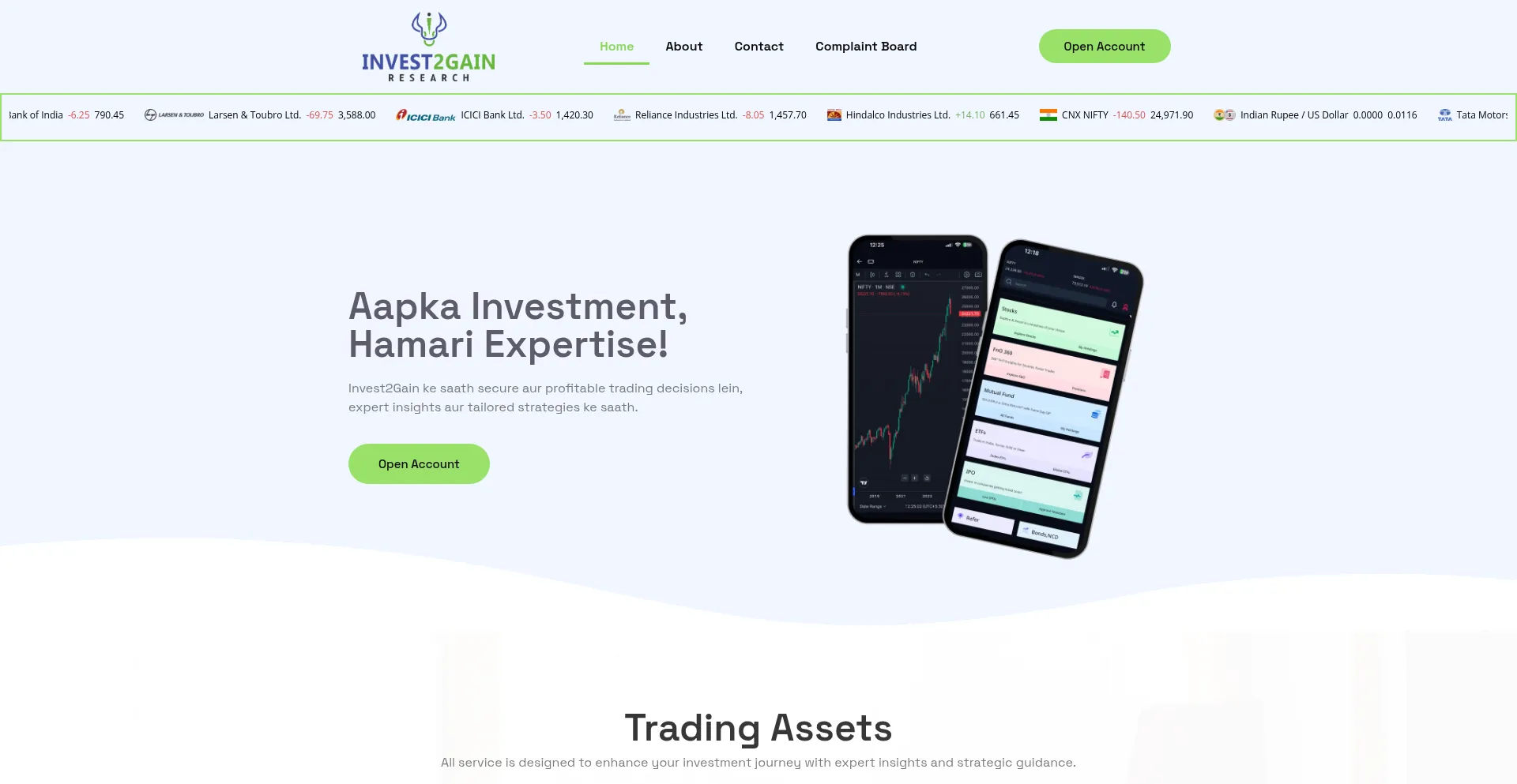 Website screenshot of Invest2gain.in