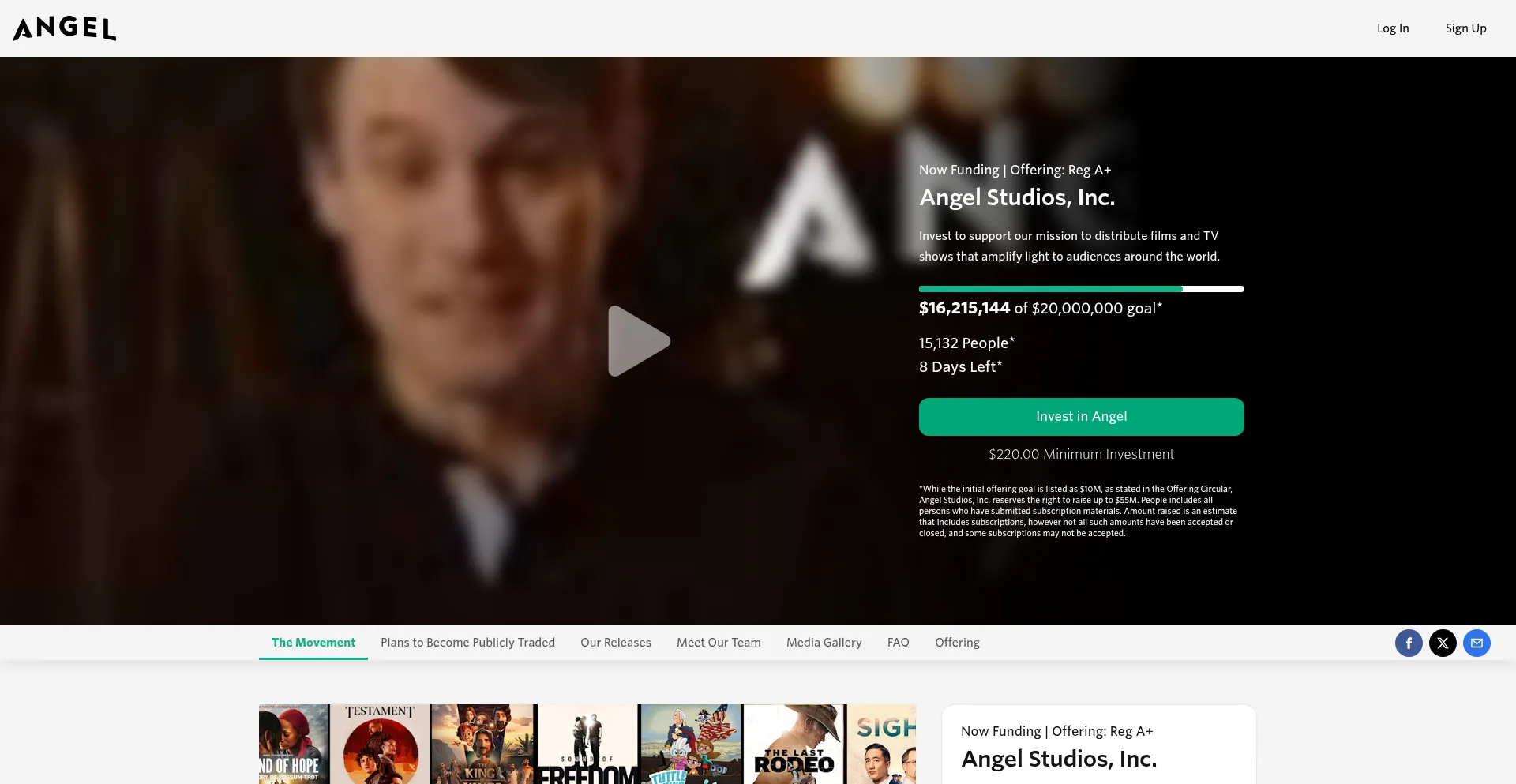 Website screenshot of Investinangel.com
