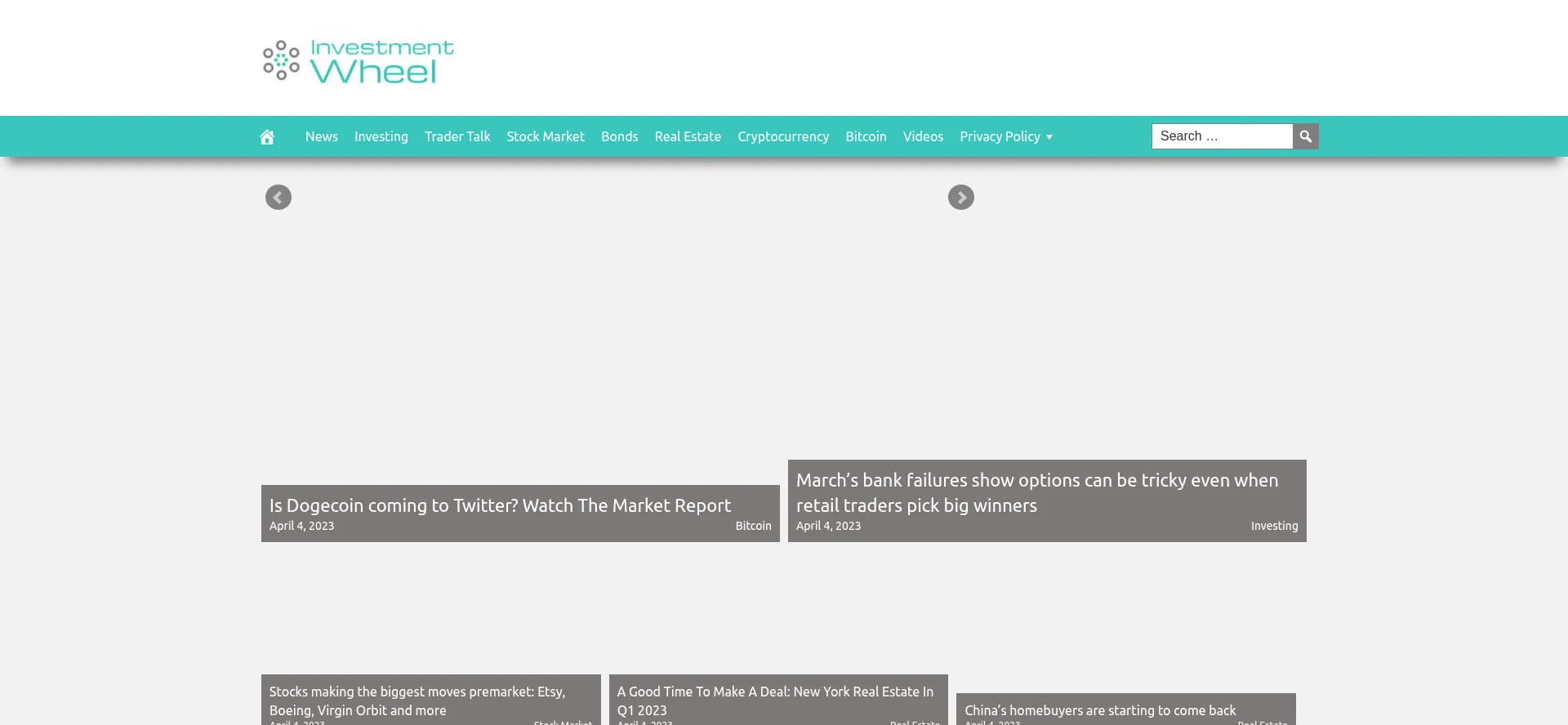 Website screenshot of Investmentwheel.com