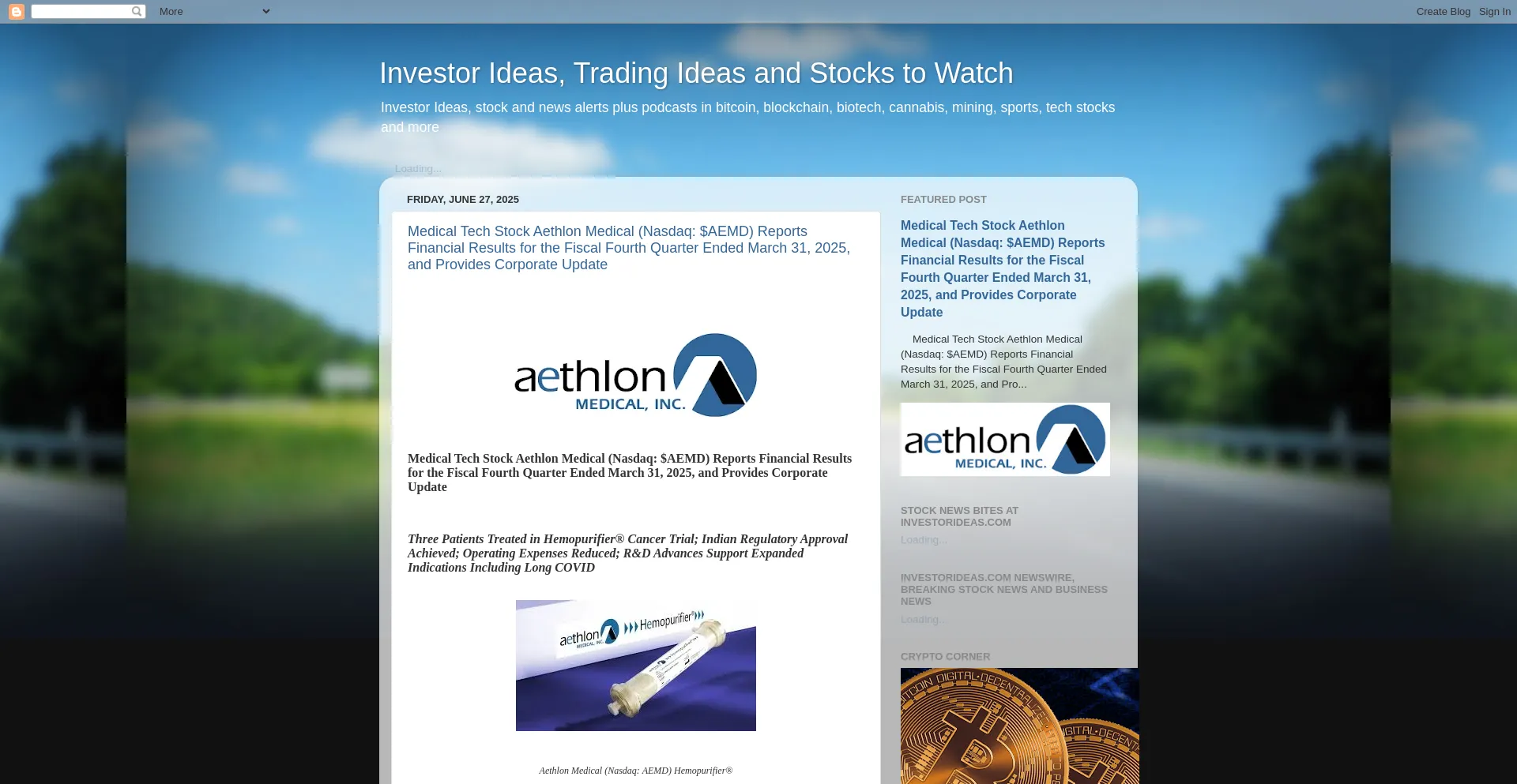 Website screenshot of Investor-ideas.blogspot.com
