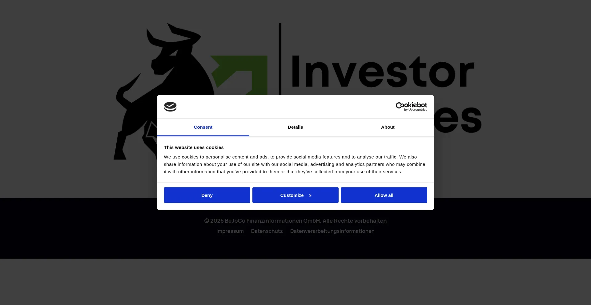 Website screenshot of Investor-updates.de