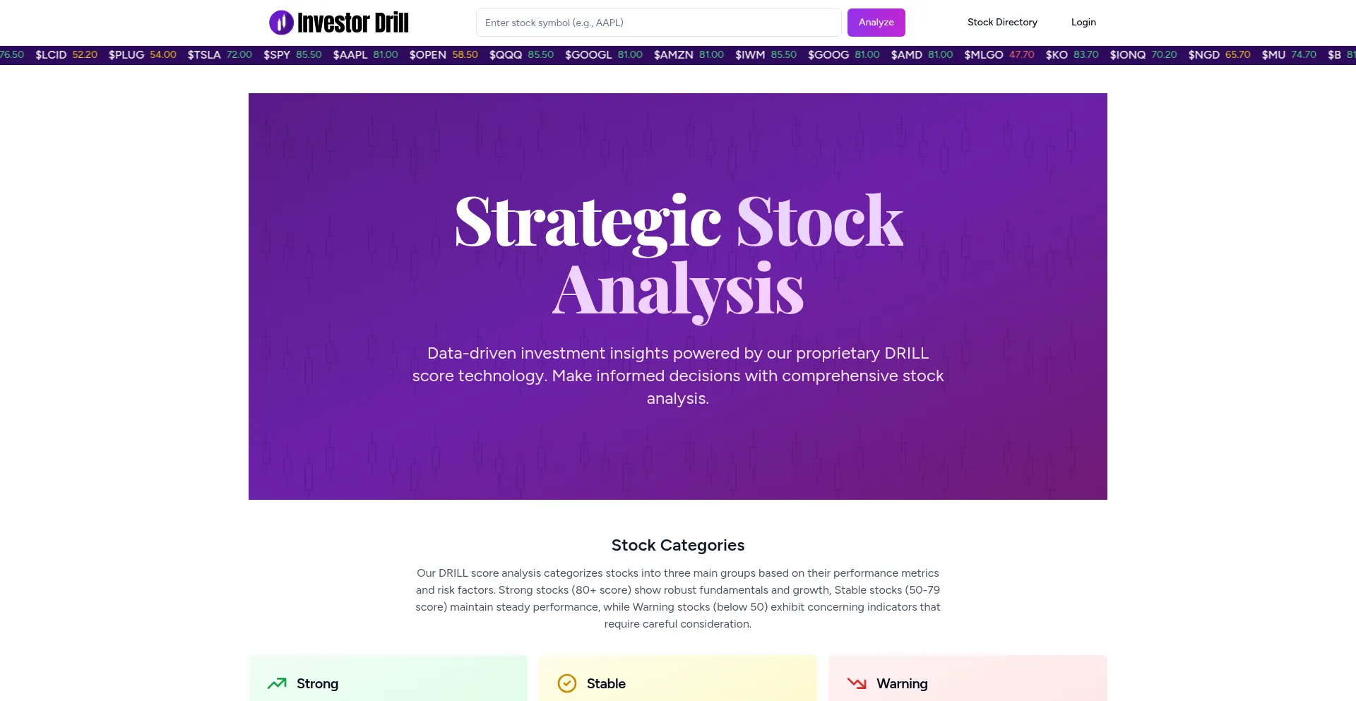 Website screenshot of Investordrill.com