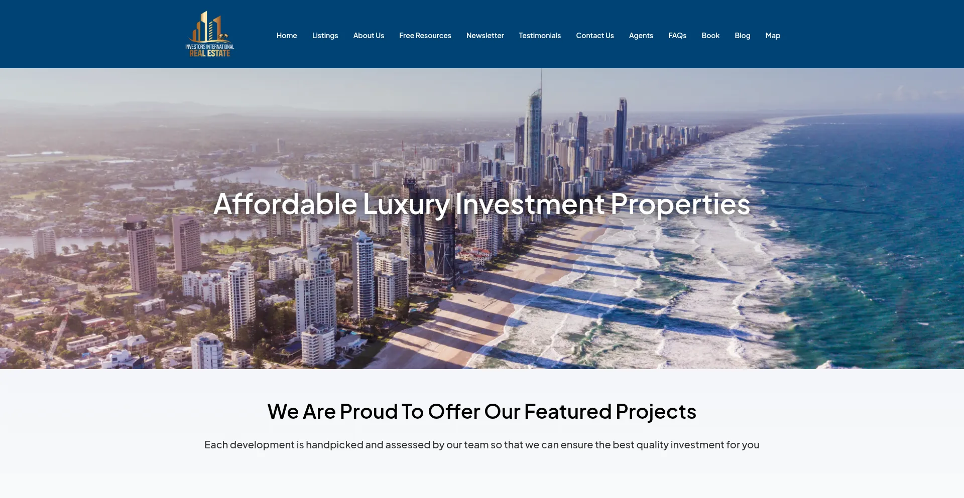 Website screenshot of Investorsinternational.com.au