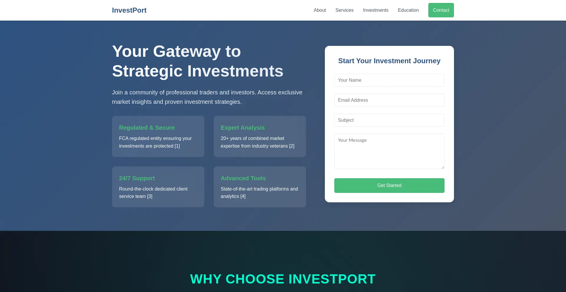 Website screenshot of Investportor.com