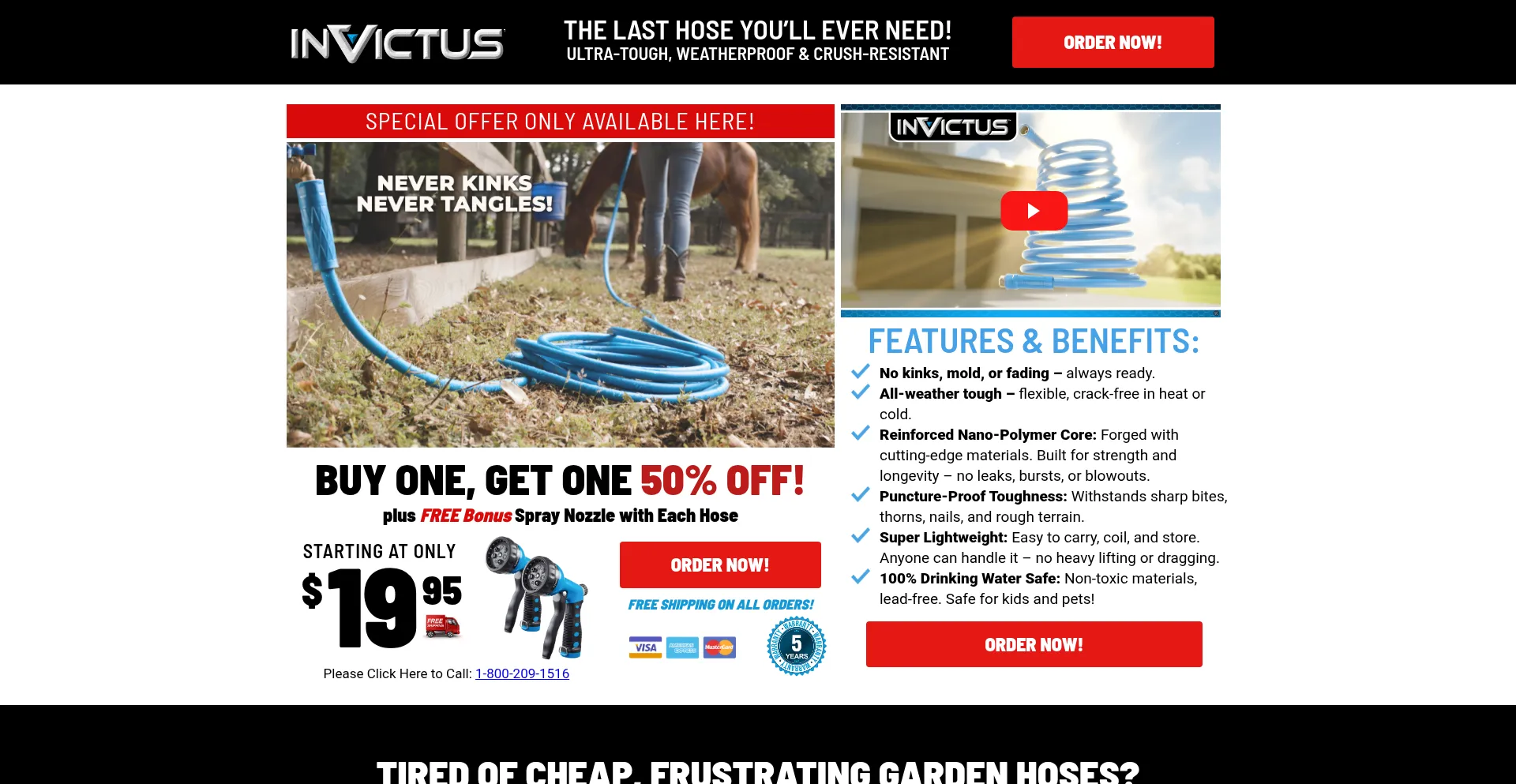 Website screenshot of Invictushose.com