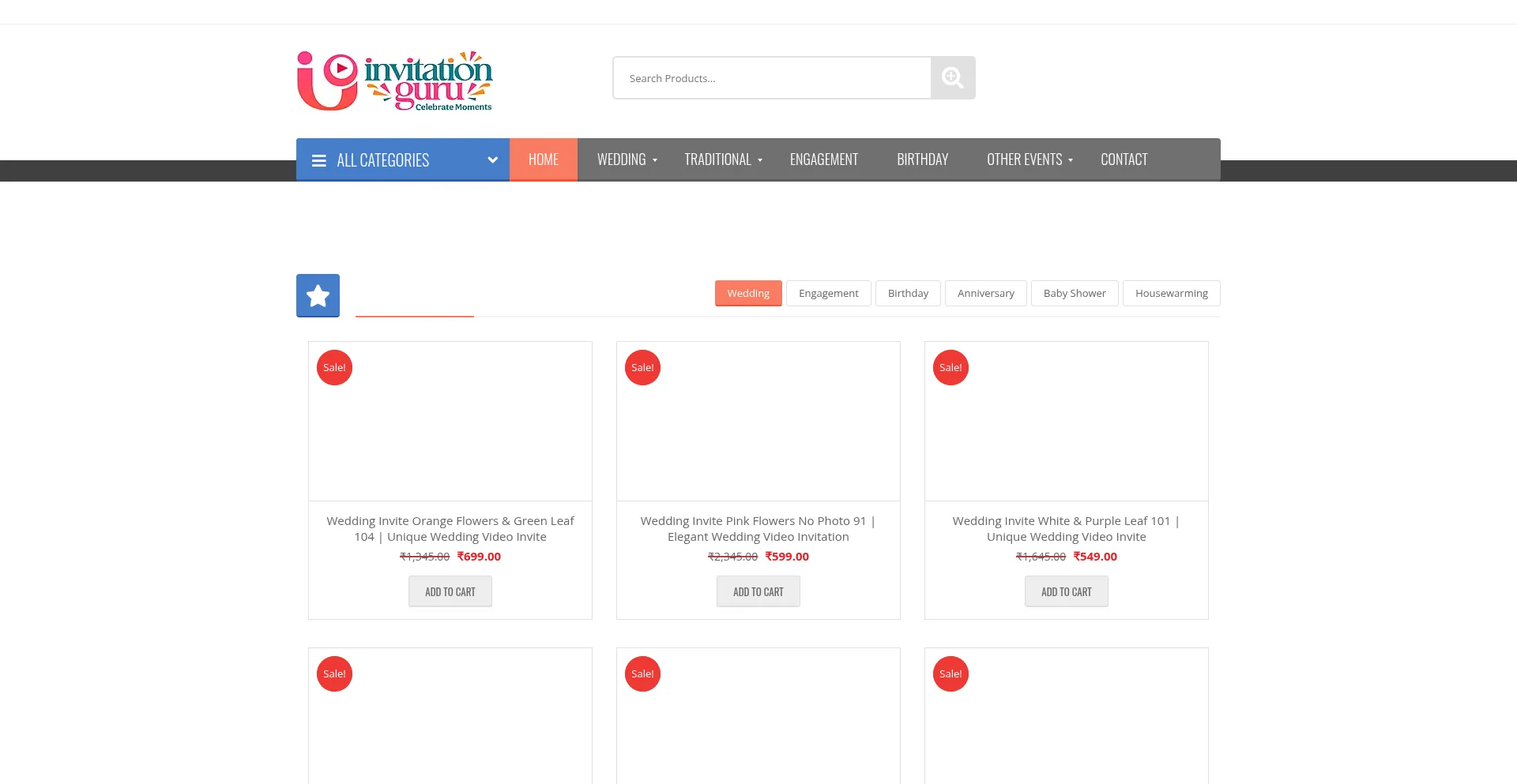 Website screenshot of Invitationguru.com